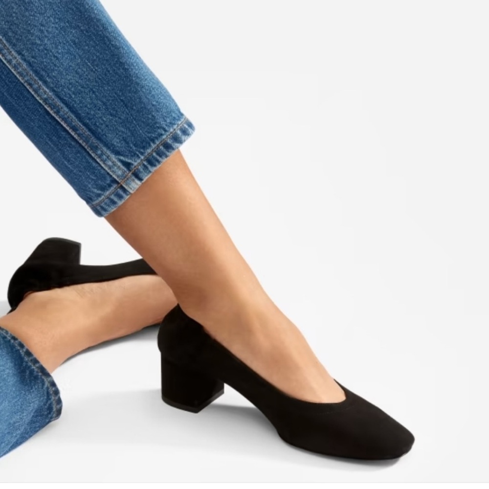 Everlane Black Suede The Day Block Heel Size 9